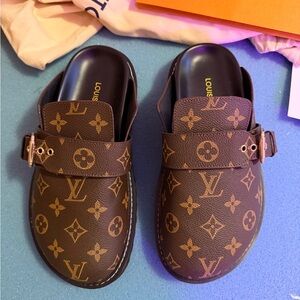 Louis Vuitton Monogram Brown Slip-On Shoes